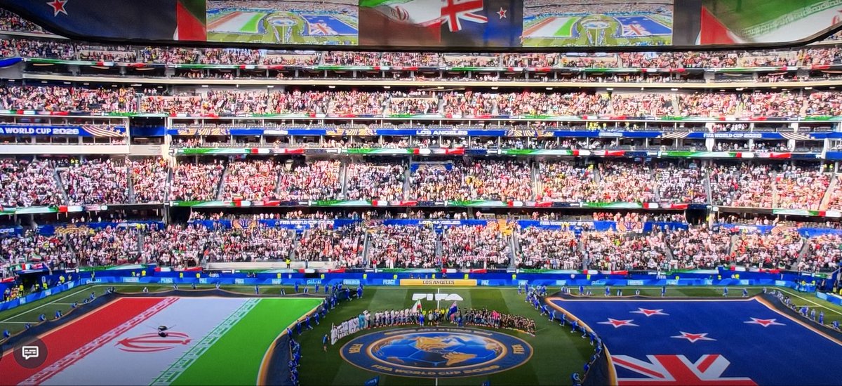 YIMBYman's tweet photo. The Iran vs New Zealand game is almost full in Los Angeles for the World Cup. In no fucking country you’d have over 60-70k people for a game like this lmao. FIFA should just make the World Cup in the U.S. a permanent thing https://t.co/QsOuUdxutc