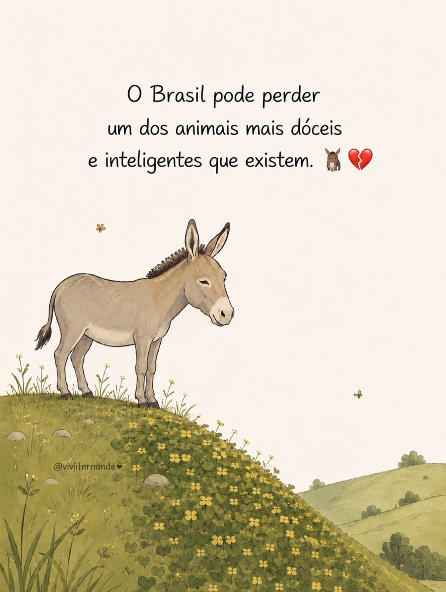 Viviifernande's tweet photo. Um animal carinhoso, inteligente e que confia nas pessoas pode desaparecer do Brasil até 2030. 🫏💔

Jumentos criam laços fortes com seus cuidadores, mas seguem ameaçados pela exploração da pele para extração de colágeno.
Eles merecem respeito, proteção e um futuro. 

Vamos preservar os jumentinhos. 🤎