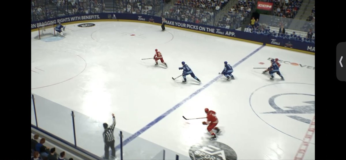 poster9123's tweet photo. @softdrinktv Like somebody else said NHL has had this for years. Honestly like the way they do it as it makes the gameplay more realistic to what you see on TV and they aren’t intrusive. IMO in hockey especially there should be more to mimic TV broadcasts https://t.co/vR8oeJDzBt