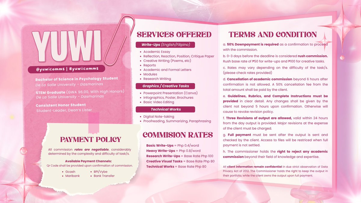 laluvmatchaa's tweet photo. — ᨳଓ . good morning, #commstwt ! now accepting academic commissions; non-rush tasks  ✿

꒰ please read guidelines carefully ꒱
send a direct message to inquire 💌

 looking forward to work with you! 

⌗ lf client acad helper studytwt ph commissioner acad comms https://t.co/Nuntzj4JMV