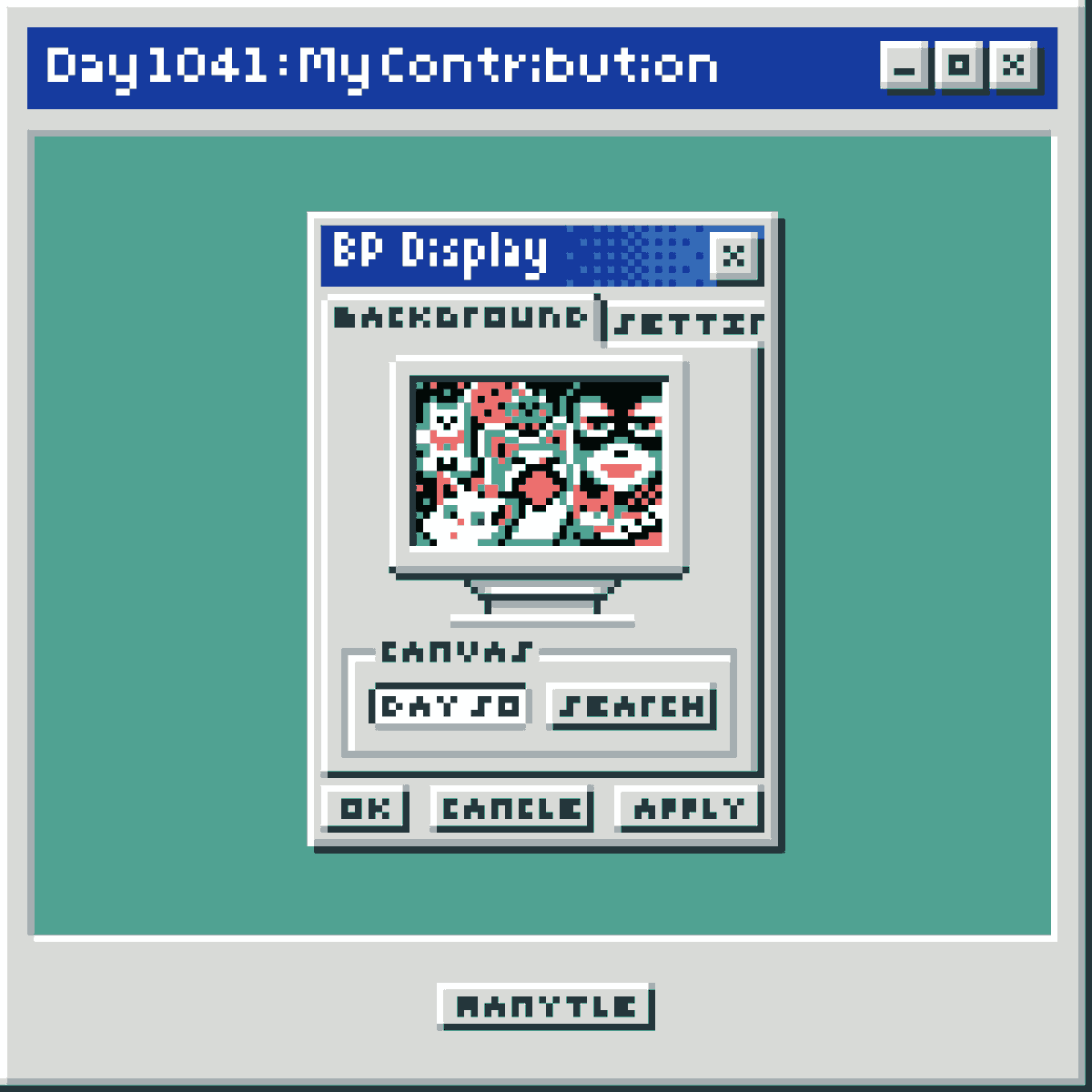 manytle's tweet photo. Day #1041: Internet Archive
Yesterday, I drew a BP display window on the canvas. The small picture on the screen is "Canvas Day 50: Cats," a birthday gift from @uwucreamy that I received last year. 🐱🎁

Open Mint 14 Hours Left on @basepaint_xyz 
https://t.co/r1JVNwTR43 https://t.co/AgIn8djmwY
