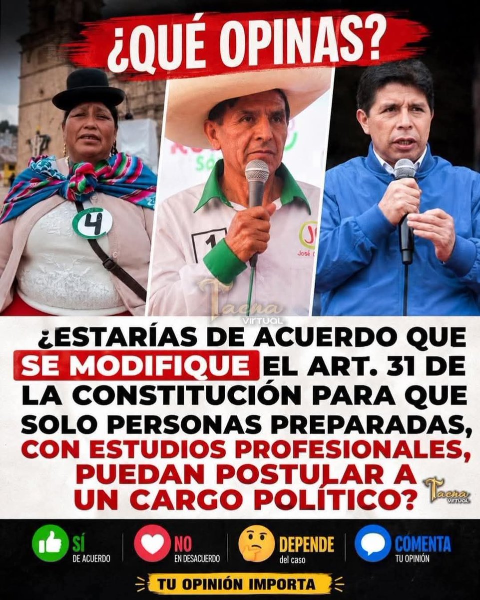 iviram's tweet photo. Si para manejar un vehículo necesitas un brevete, Si para volar un avión necesitas estar certificado con horas de vuelo y si para ser cirujano necesitas un diploma y estar colegiado, ¿por qué un alfabeto sin  conocimientos va dirigir los destinos de  una nación y sus habitantes https://t.co/gvZz93fDi9