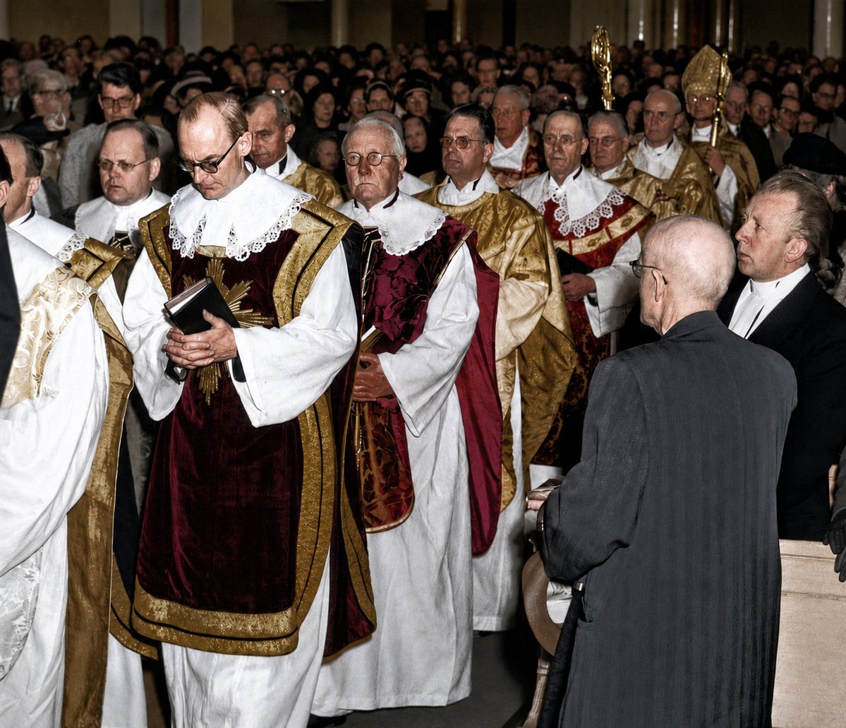 KonigDFB's tweet photo. The Church militant kneels before the Crucified and Risen Lord.

The Church is found where Christ gives Himself: Word and Sacrament.

The old paths are not dead. https://t.co/buevgYGwiE