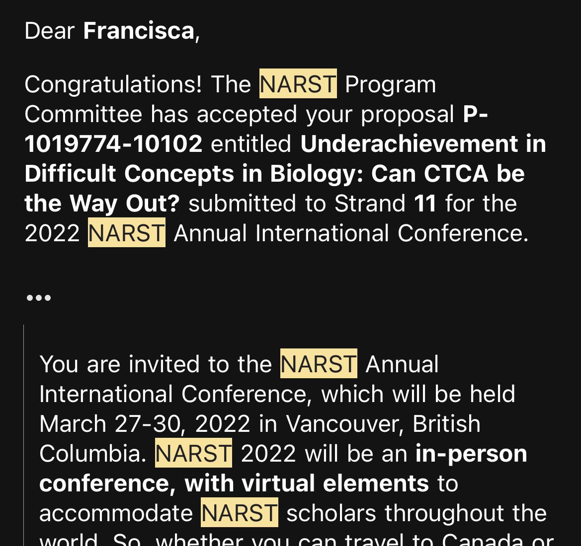 allename_'s tweet photo. https://t.co/z4kr1O4Fyn(E.d) First Class Honors (4.74/5.0)

Masters of Social Work (3.85/4.0)

My undergraduate thesis was accepted and presented at NARST conference in Canada, 2022

Was a recipient of the Pauline Durant Scholarship Fund worth $2,500 https://t.co/8yhNgiAOBu