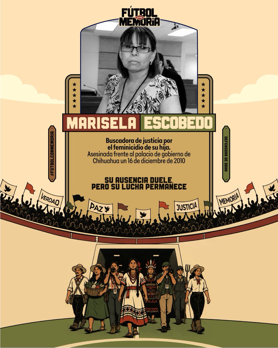 EspacioOsc's tweet photo. 🕯️ En 2010, año en que Selección de fútbol de #España se coronó campeona en la Copa Mundial de la #FIFA Sudáfrica 🇿🇦 2010, fue asesinada Marisela Escobedo en #Chihuahua, mientras protestaba por el feminicidio de su hija.

1/2 🧵

#FútbolConMemoria https://t.co/TTTBaHYnJl