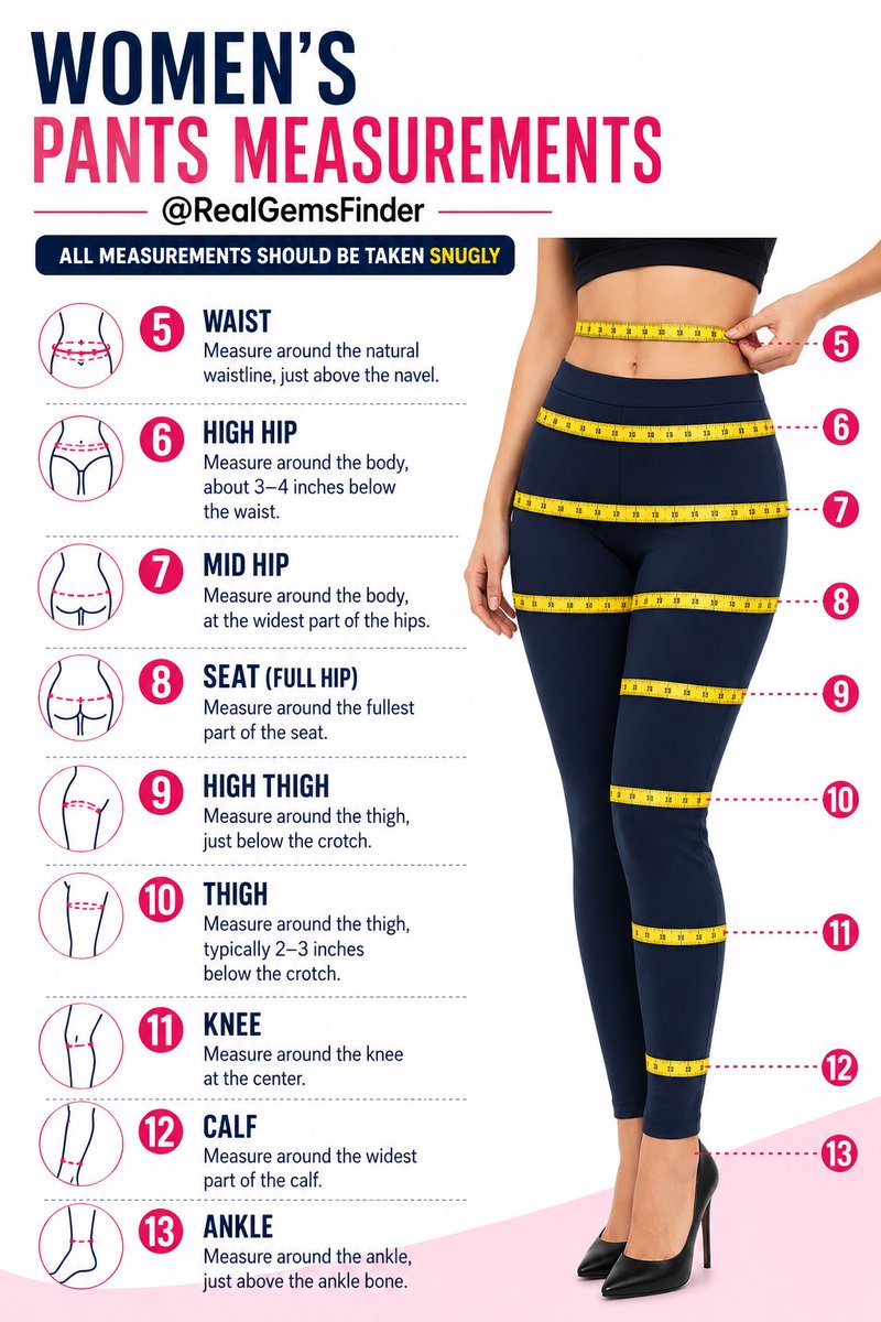 RealGemsfinder's tweet photo. Women's Pants Measurements https://t.co/iOqxTmcA1u