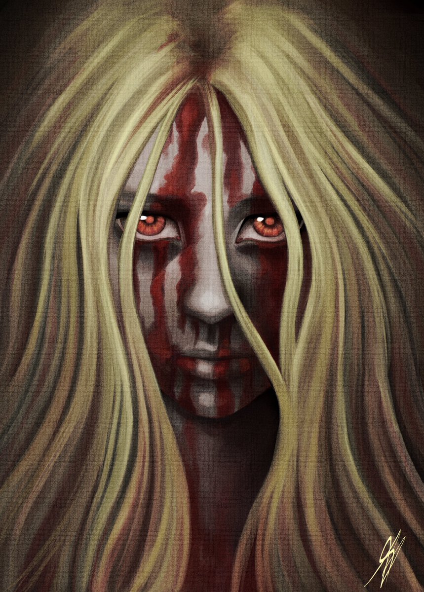 willkordek's tweet photo. Definitely one of my favourite pieces I've made. This OC has been around for decades and I only recently drew her. #horrorart #oc #digitalart https://t.co/0BcL1Qxz16
