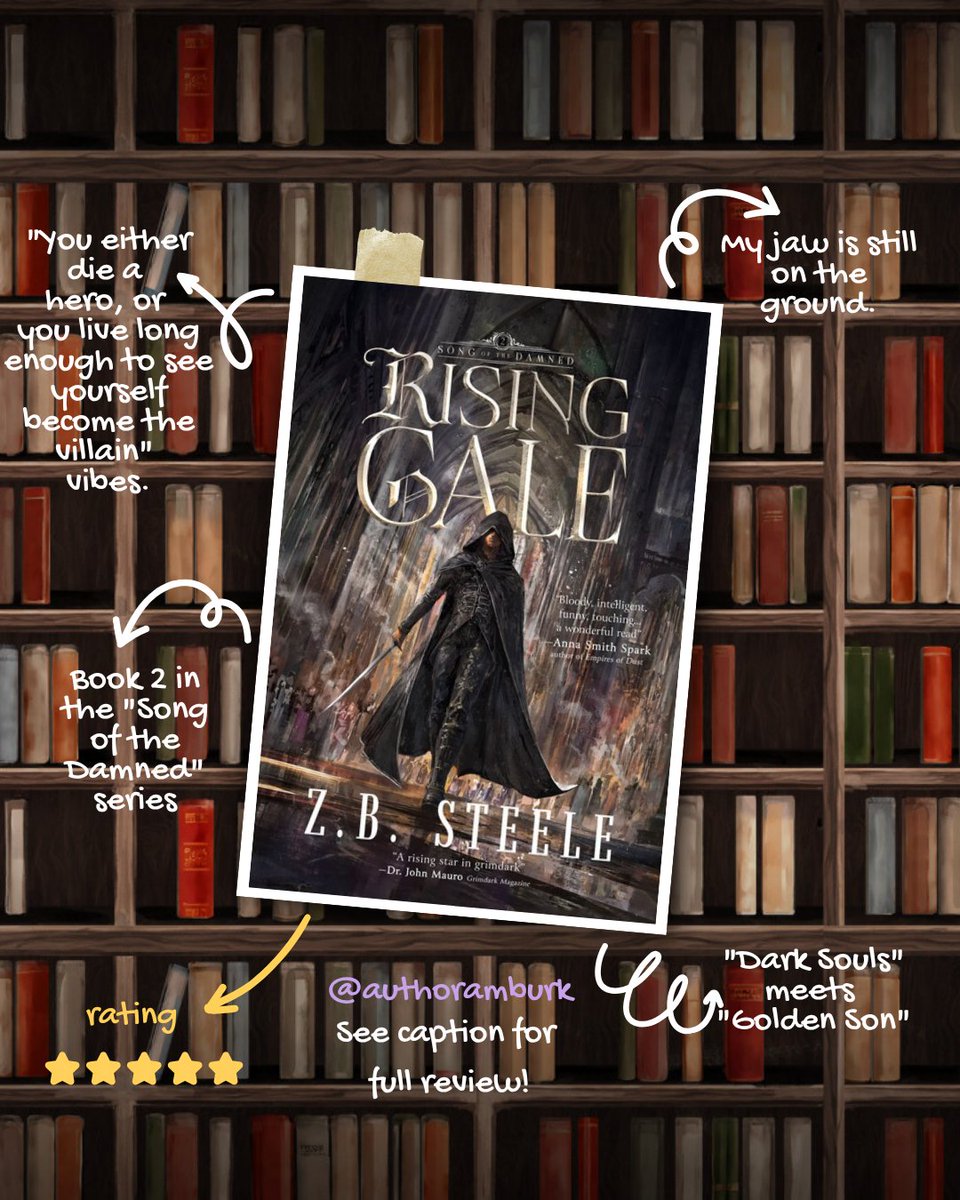 AuthorAMBurk's tweet photo. June has been a rough month so far. Between illnesses, migraines, and urgent care visits, our family has been dealing with pure insanity. 😂

But the good news about being sick? I can still read! 😍

Now, y’all — I’m super excited to tell you that this INCREDIBLE book releases TOMORROW, June 16th! I’m giving you a sneak peek here, but make sure to check out @ZB_Steele and preorder it for yourself!

I’m honored to have been both a beta reader and an ARC reader for "Rising Gale", the sequel to his indie hit "Whispers of the Storm" and the second book in the "Song of the Damned" series. I’ll be honest — I loved the first book so much that I wondered if Book 2 could keep the same pace, emotional depth, characters, and world-building.

Y’ALL.

I finished this last night and my jaw is still on the floor. "Rising Gale" was a seamless continuation that gave me everything I wanted from Book 2 and then some! It’s a much darker tale for our protagonist, and the storm clouds are definitely gathering for both Redlin and the Prisoner. I pride myself on guessing plot twists, but this book got me — and got me GOOD. Several major twists at the end have left me absolutely reeling and wishing Book 3 was already out!
Beyond the insane plot, the character development, world-building, and exposition are all top-notch. I tend to be picky with my praise, but I genuinely have no complaints with this one… which is wild considering it’s 633 pages on ebook. 😳

For the parents out there: this is solidly an adult book. There’s quite a lot of R-rated cursing, gory violence, and two open-door scenes (though not extremely detailed). There are also several dark themes including torture, execution, child sacrifice, and war. I highly recommend it for adults. If you’re a kiddo or teen, I’d suggest waiting a bit longer. 🙂

Okay, y’all — I’m giving you homework this time!

Go get this series, read it, and then DM me when you finish Book 2. I’m going CRAZY not being able to talk about THE THING THAT HAPPENS. 🙃

And let me know in the comments — who’s your favorite character? I’m personally a Juck fangirl myself! 💜

#BookReview #DarkFantasy #FantasyBooks #NewRelease #BookRecommendations #SongOfTheDamned