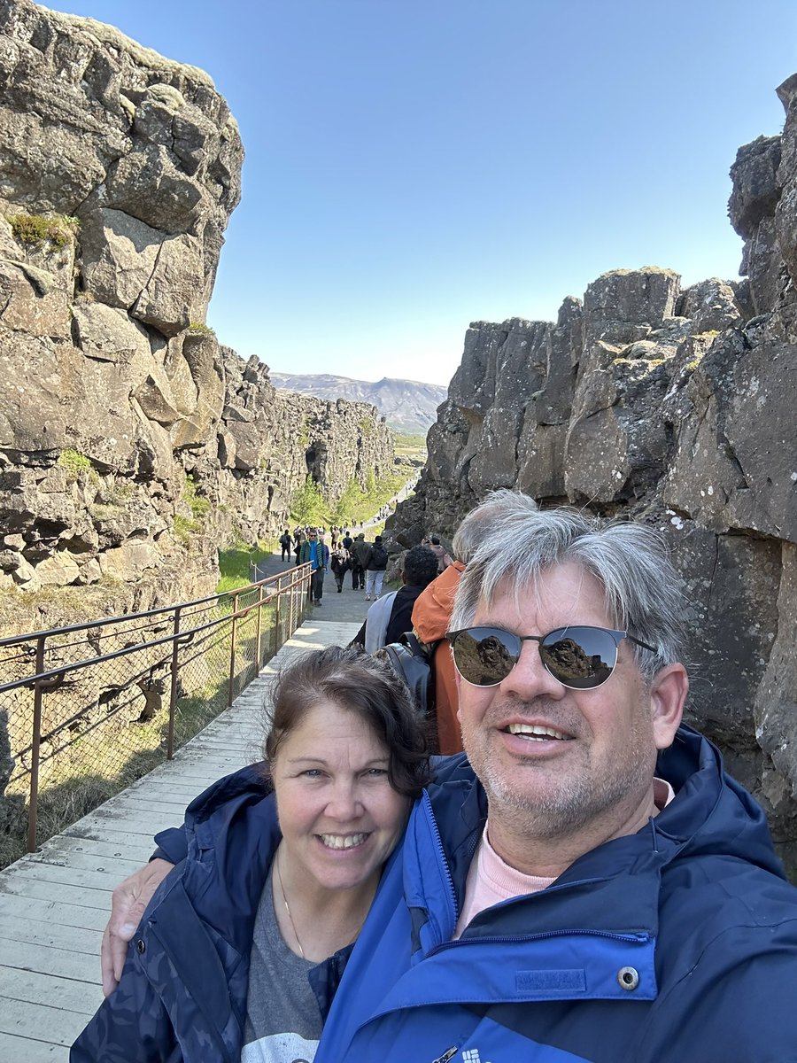 triptimevacay's tweet photo. Where East meets West…literally. The point where the European and North American tectonic plates meet in Iceland #cruiselife @CruiseNorwegian https://t.co/D9GryiAygg
