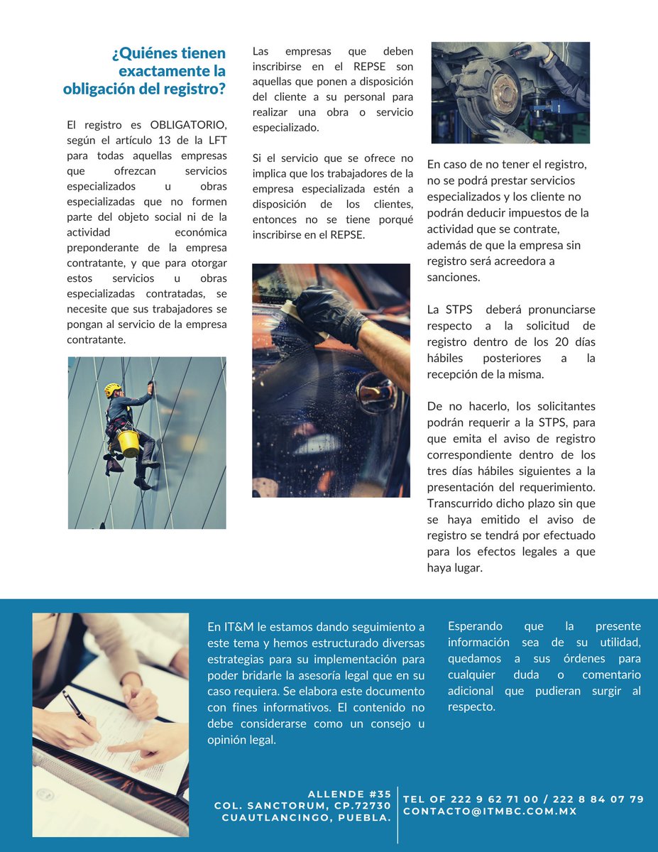 InternationalMT's tweet photo. Todo lo que necesites sabes sobre #REPSE aquí con nosotros.
¿Dudas?
Contáctanos:
contacto@itmbc.com.mx
Whatsapp: 221 396 0779
#LawFirm https://t.co/5koB5u2WJM