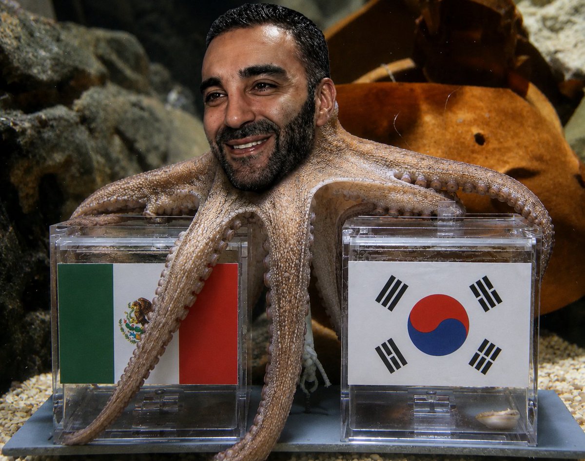 JuanJosega2001's tweet photo. Preguntaré a mi pulpo Simón, una vez más, cuál sería el resultado de MEXICO VS COREA?

Hasta hoy no ha acertado un solo resultado, en el 1er. partido de México dijo que no se jugaría en el azteca pues tenían preparada una sorpresa.

Qué creen que me diga esta vez? https://t.co/Z7j8UDt7Ge