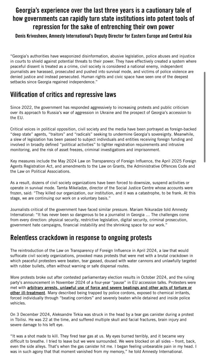 ralexdc's tweet photo. “Georgia’s experience over the last three years is a cautionary tale of how governments can rapidly turn state institutions into potent tools of repression for the sake of entrenching their own power”. 👇

https://t.co/fHW8qzoUL3 https://t.co/y5V3HS9ysm