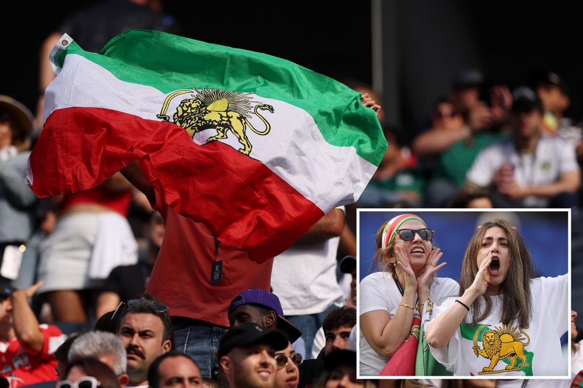 nypost's tweet photo. Iranian World Cup soccer fans wave pre-revolutionary flag inside stadium despite FIFA ban https://t.co/qSmTyMvYbP https://t.co/2jaUOKo3o7