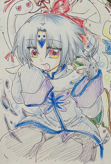 for244_d's tweet photo. #あなたの白髪の子を見せてください

ギリ白髪…？
「FG:A（フェアリーゲーム:オール）」
よりゲン（玄武）。

天空の四方のうち「北」の方角を司る守護獣。
のんびり屋でよくパートナーのまことの肩に乗ってうとうとしている。趣味は日向ぼっこ。 https://t.co/Bz5eXvtJv6