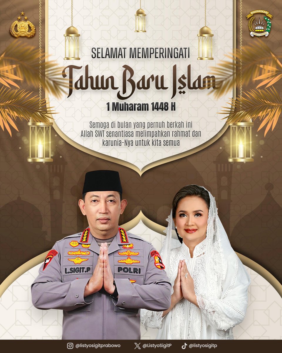 ListyoSigitP's tweet photo. Selamat Tahun Baru Islam 1 Muharam 1448 Hijriah. Semoga momentum hijrah semakin memperkuat keimanan dan semangat pengabdian kepada masyarakat.

Mari jadikan tahun baru ini sebagai langkah untuk menebarkan kebaikan, mempererat persatuan, dan menghadirkan manfaat bagi sesama.

#listyosigitp