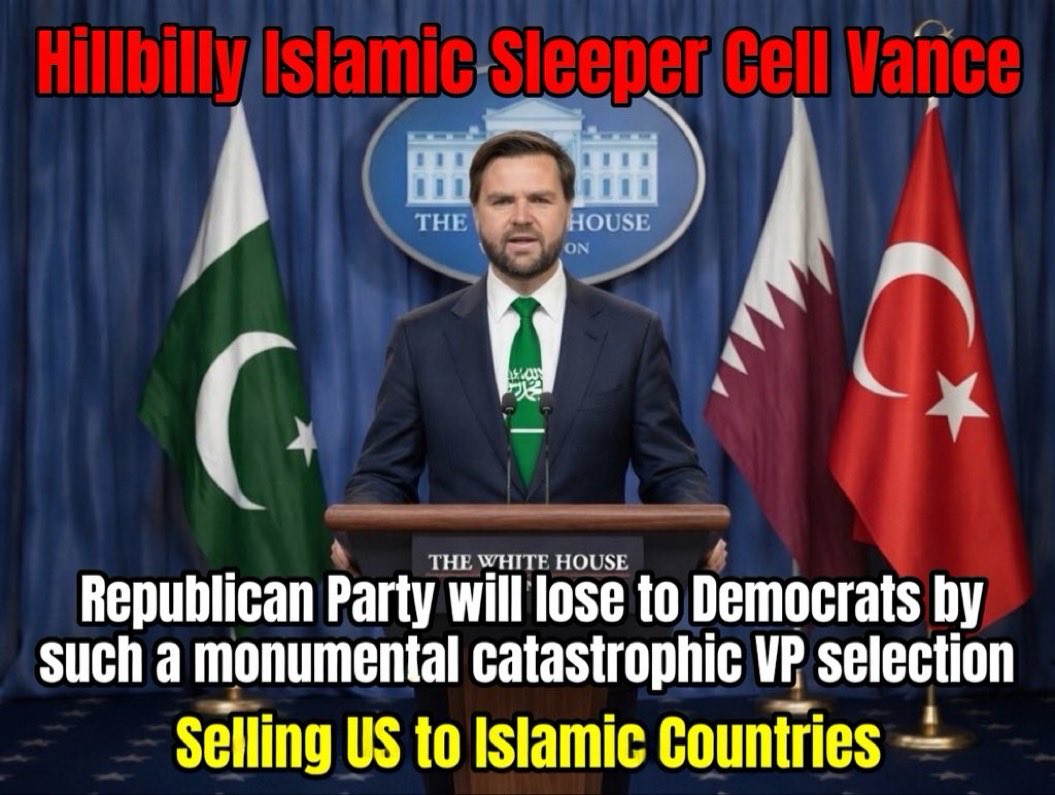 ffd08's tweet photo. @JDVance Screw you traitor Qatari bribed corrupt illiterate terrorist lover!

Iran regime is a cancer. They will never give up anything idiot!  

The more you open your mouth the more everyone notices what a hillbilly moron you are! 
@WhiteHouse 
#NeverVance 
#Rubio2028 https://t.co/hGvqqRLT9U