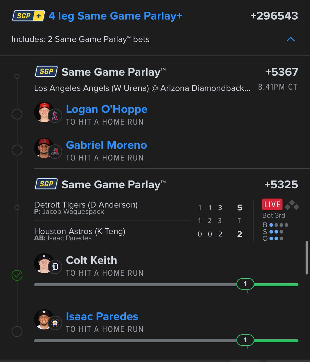 LuckyShotVIP's tweet photo. @MLBHR we got action 📈 https://t.co/52zNmP0odC
