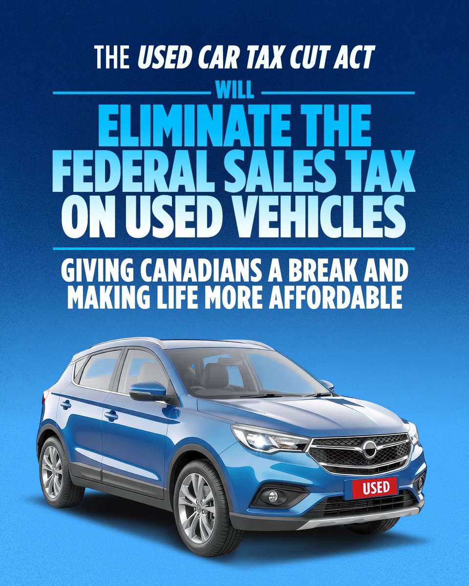 MichaelKramSK's tweet photo. Canadians are struggling to make ends meet.  That's why Conservatives support Bill C-285, the Used Car Tax Cut Act, which will remove the federal sales tax on used vehicles. https://t.co/d3aoolh2kr