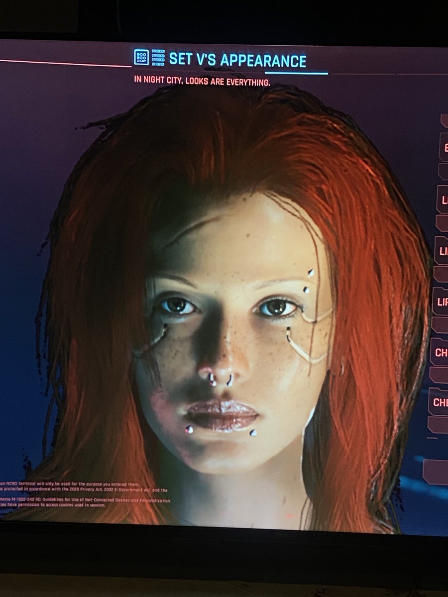 Mn3rvaa's tweet photo. Nobody told me the character customization was this good in cyberpunk. I dont even care if the games good at this point https://t.co/9KbPewGhWz