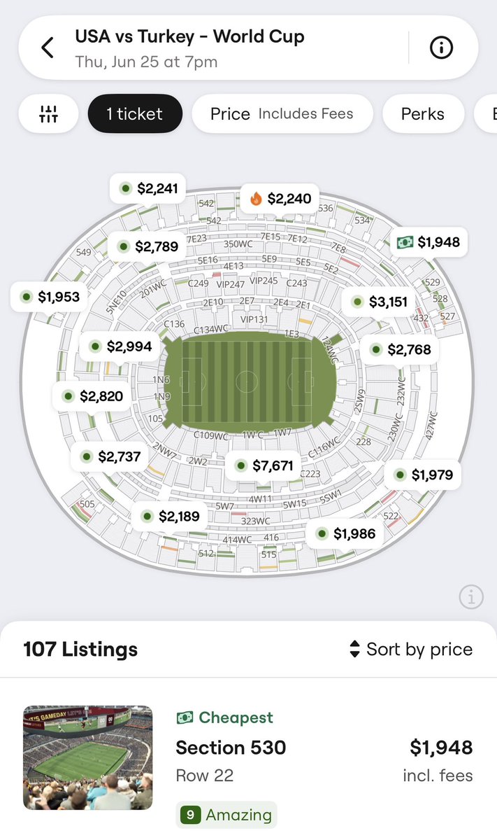 thatmanford's tweet photo. In 2022 I paid 800 Qatari Riyal ($219) for England vs USA. Resale was only allowed through the World Cup app, and you could only resell your tickets for the original cost of the ticket. As of today, the cheapest ticket for the US vs Türkiye match is $1,948. 

Shame. https://t.co/3SUSqNakRp