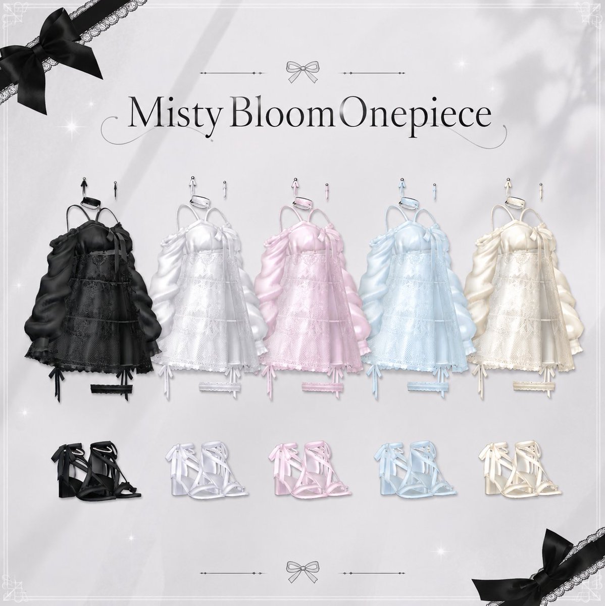 ANNYON_3D's tweet photo. 【好評発売中】
🤍 MistyBloomOnepiece 🤍
URL:https://t.co/Lb81oigNSh

繊細なレースと、
ふんわり広がるシルエット。
可愛らしさと上品さを両立した
ワンピースに仕上げました✨

気に入ったらRPで応援してもらえると嬉しいです！
#VRChat #ANNYON_3D https://t.co/97rSmdNQA3