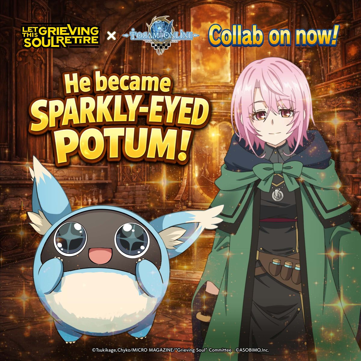 asobimo_en's tweet photo. [ #LetThisGrievingSoulRetire x #Toram Collab: Quiz from Sitri Answer🧪 ]
The answer is: ❶ He became Sparkly-Eyed Potum!

Magnificent, isn’t it?

...Ah, don't worry, it shouldn't have any effect on his body.
...Probably.

#Collab https://t.co/nwCPDC9AW0