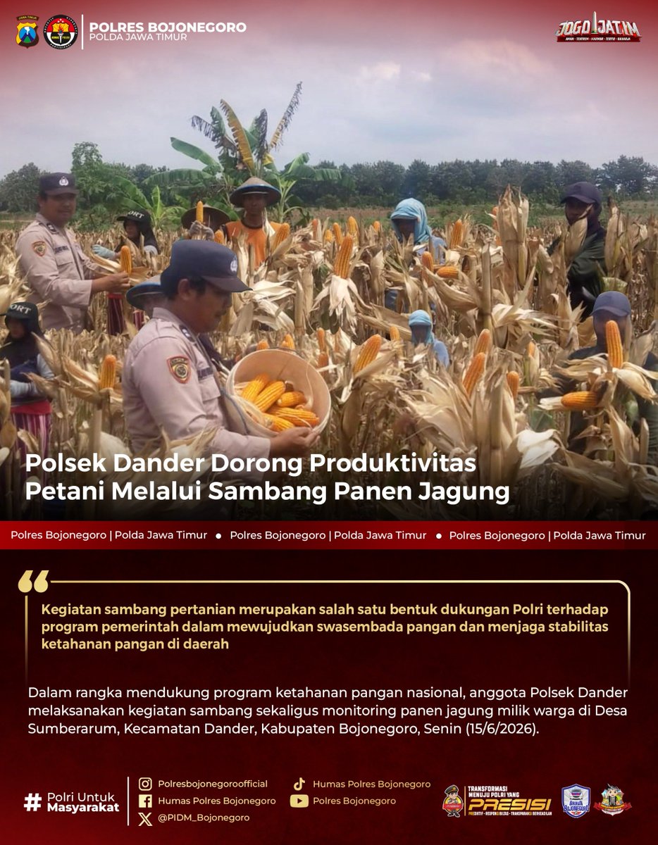 binmastrc's tweet photo. Polsek Dander Dorong Produktivitas Petani Melalui Sambang Panen Jagung

#Swasembadapangan
#swassembadajagung
#polisicintapetani
#astacitapresiden https://t.co/IvwpwejBlb