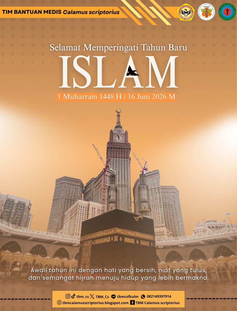TBM_Cs's tweet photo. [Tahun Baru Islam 1448 H]

Diperingati setiap 1 Muharram, Tahun Baru Islam menandai dimulainya kalender Hijriah yang berawal dari peristiwa Hijrah Nabi Muhammad SAW dari Makkah ke Madinah. https://t.co/PR3jxhVvOq
