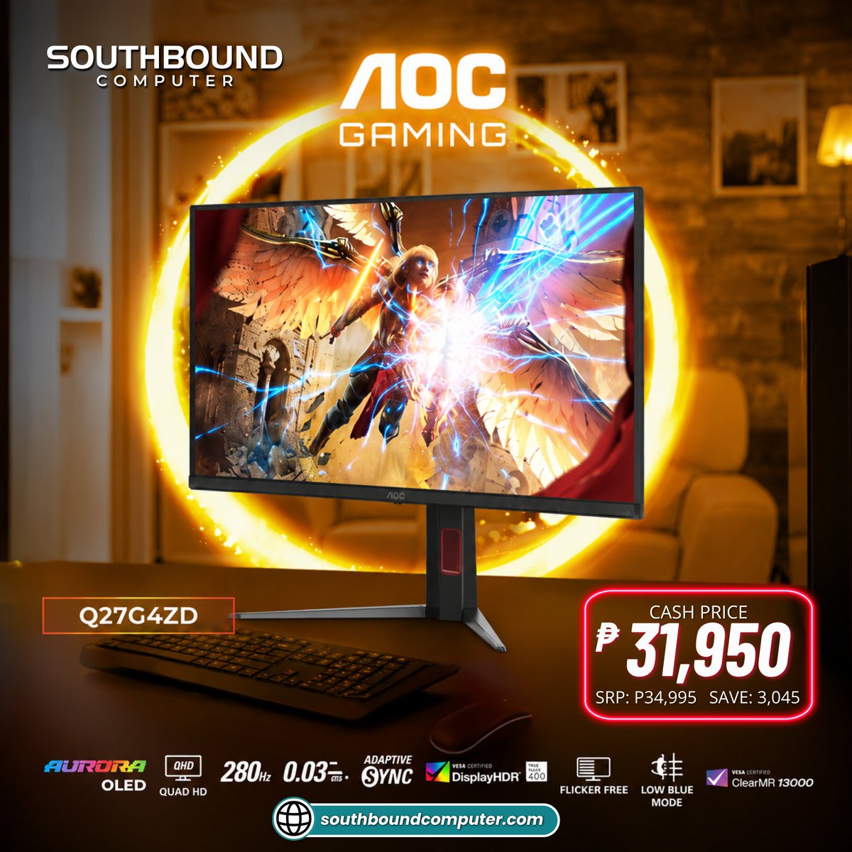 southboundcomp's tweet photo. Step into the next generation of gaming visuals with the 𝟐𝟕" 𝐀𝐎𝐂 𝐐𝟐𝟕𝐆𝟒𝐙𝐃 𝐐𝐃-𝐎𝐋𝐄𝐃 𝐐𝐇𝐃 𝐆𝐚𝐦𝐢𝐧𝐠 𝐌𝐨𝐧𝐢𝐭𝐨𝐫! 🎮⚡ https://t.co/Jo5ZlpzmfA