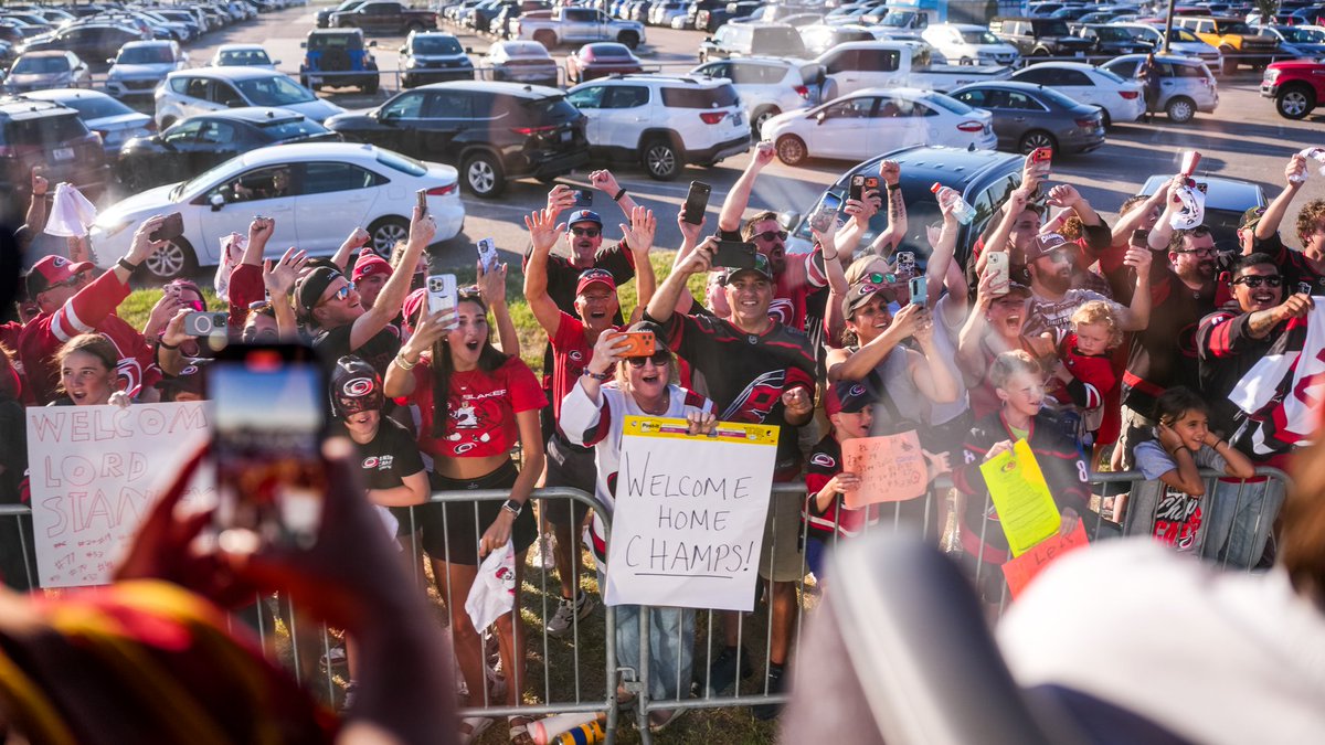 Canes's tweet photo. A warm welcome home for the champs https://t.co/6fS6Erq6DE