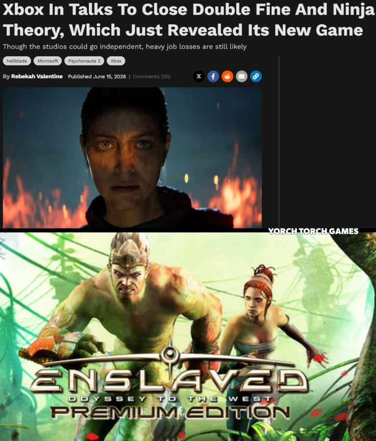 YorchTorchGames's tweet photo. The Xbox brand is the most incompetently managed in gaming history.

Ninja Theory, the studio that gave us classics like Heavenly Sword and Enslaved: Odyssey to the West, is now facing closure.

What a waste of talent and resources. https://t.co/VZTBxL5JxA