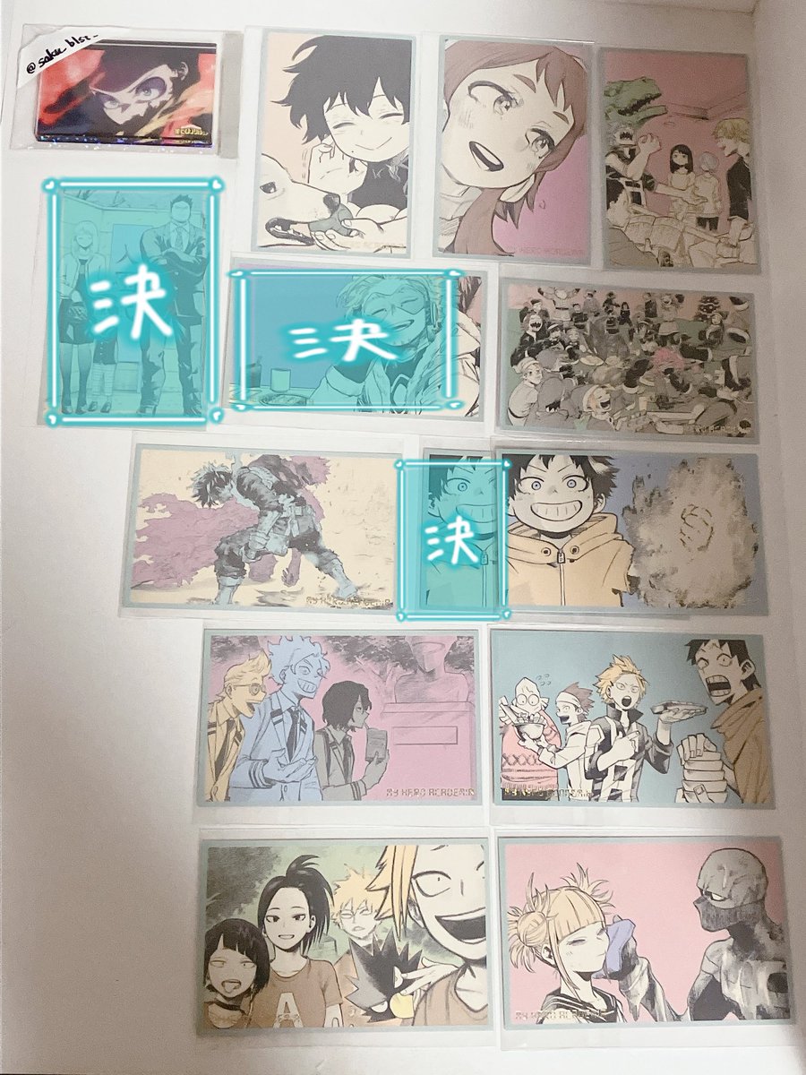 saku_blst_'s tweet photo. ヒロアカ　原画展　メモリアルコレクション
【交換】
譲)轟　相澤　オールマイト　ミリオ　ねじれ　天喰　エンデヴァー　麗日　蛙水　耳郎　八百万　転孤　荼毘　燈矢　瀬呂　上鳴　切島　口田　爆豪　トガ　トゥワイス　A組 B組
他…
○ツリー求と同額程度を提供

↓求 https://t.co/eeBfIPihIT