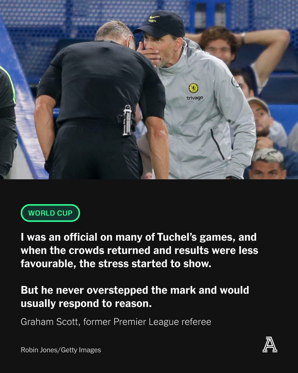 TheAthleticFC's tweet photo. In 2023, Thomas Tuchel called Clement Turpin a “1/10” referee.

So no prizes for guessing which official has been given England’s World Cup opener against Croatia.

Ex-Premier League referee Graham Scott (@Refsplaining) analyses what made Tuchel so enraged, Turpin’s reputation in the game - and what the German is really like to officiate.

https://t.co/XorQ8KwSZV