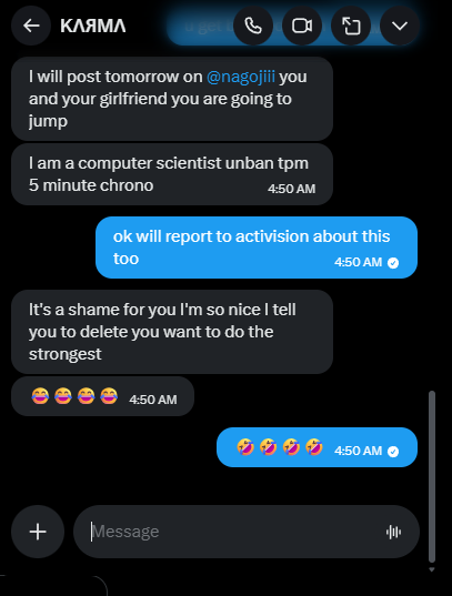 Bodda_Fut's tweet photo. @CallofDutyCM @TreyarchCM @Parasite @CallofDutyCM he telling me he unban tpm PC in 5 minutes too https://t.co/7FGuYExVdO