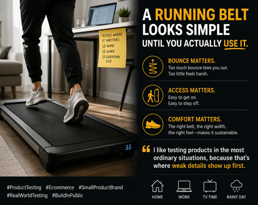 TurnerPoh's tweet photo. A running belt looks simple until you actually use it. Bounce matters. Access matters. Comfort matters. I like testing products in the most ordinary situations, because that’s where weak details show up first.
#ProductTesting #Ecommerce #SmallProductBrand #RealWorldTesting #BuildInPublic