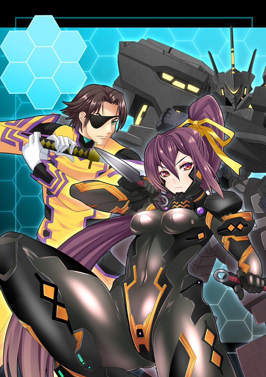 kogarasu1st's tweet photo. 順番で言えばこれが６年くらい前の絵になるのかな？
武家のおじさんと彼の家系に仕えている忍のお姉さん……的な設定で描きました。
後ろの瑞鶴はこの絵だと隠れているけど、65式近接戦闘短刀を二刀流で逆手に持って苦無みたいにして構えてます。 https://t.co/KnyUawgBUu
