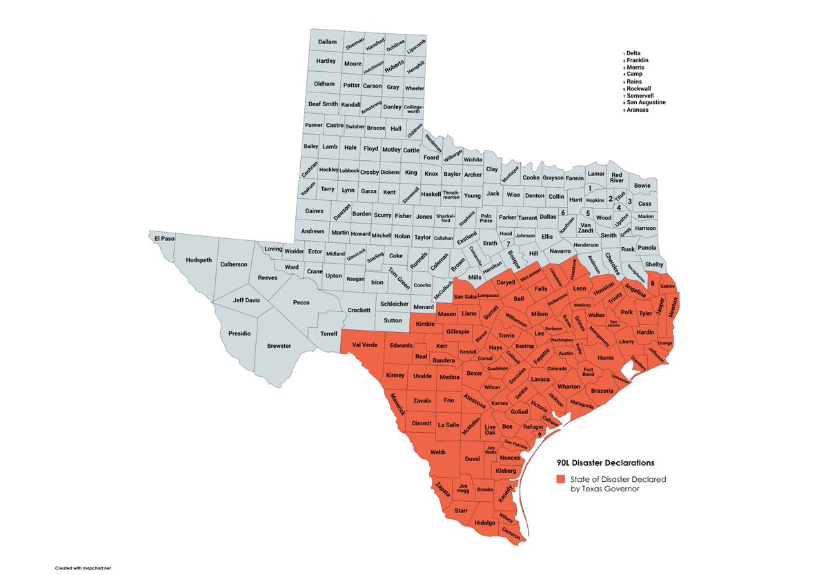 Texas Governor @GregAbbott_TX has declared a state of disaster for 101 ...