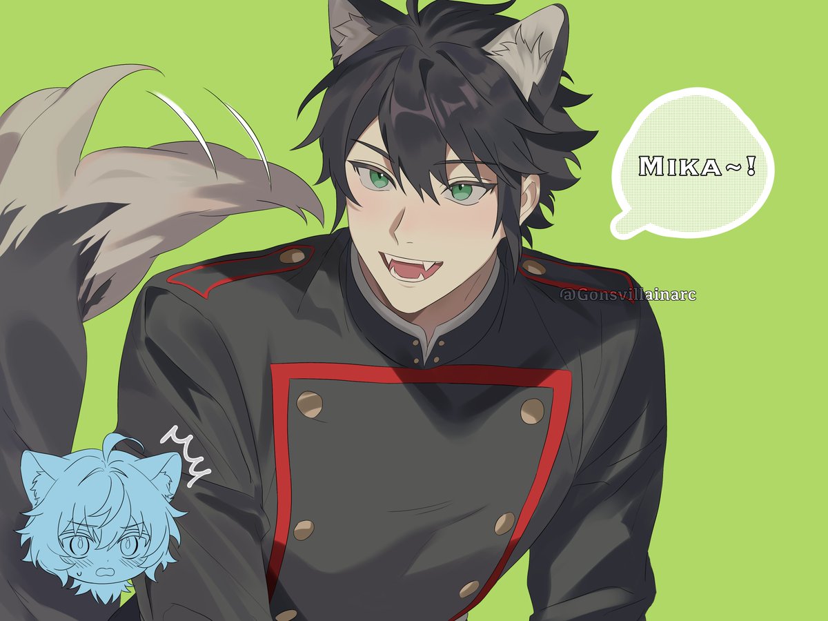 Gonsvillainarc's tweet photo. Trouble Yuu-chan  🐺

#ミカ優 #owarinoseraph #mikayuu #yuumika https://t.co/4gno9tWEbd