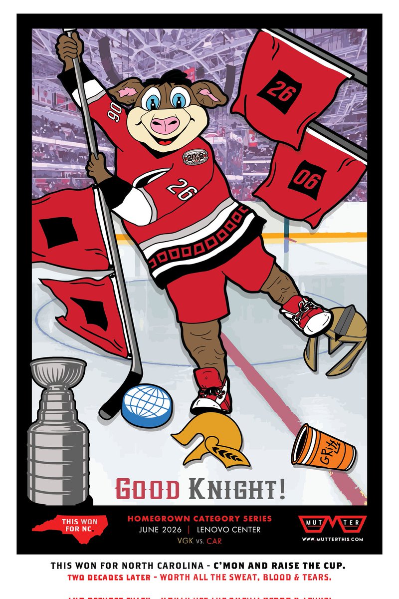 Mutter_Mike's tweet photo. Hello, I'm a former Carolina Hurricanes Homegrown Artist and here are some designs I made to celebrate and commemorate the champs being back in town. 
#stanleycup #NHLChampions #nhl #CanesWin https://t.co/EpPrUkuhUg