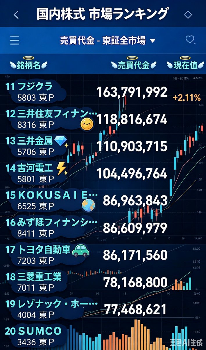 KeigoW2's tweet photo. 今日の東証売買代金TOP20🤩
さすが「キオクシア」‼️ぶっちぎりの1位ですね
全体的に半導体関連銘柄が多いですね
皆さん、ぜひ一緒に交流しましょう。
#株クラ #日本株 #半導体 https://t.co/UWcfIGQcoU