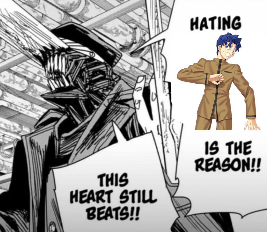 taotherealone's tweet photo. woke up in a hateful mood today because i lost my wordle
dedicating this hatred towards shinji matou https://t.co/vvG3c6jvqm