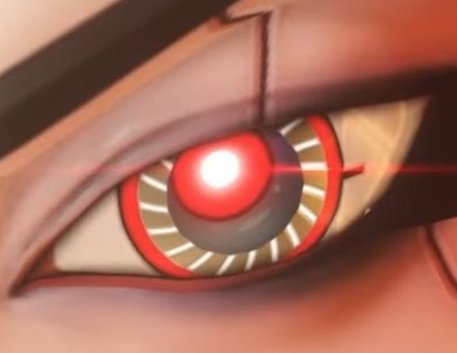 retro_wen's tweet photo. WAIT YOU CAN SEE THE SEPARATION OF LAYERS the gray “iris” may be her actual omnic face!! https://t.co/hBa3fRHZEX