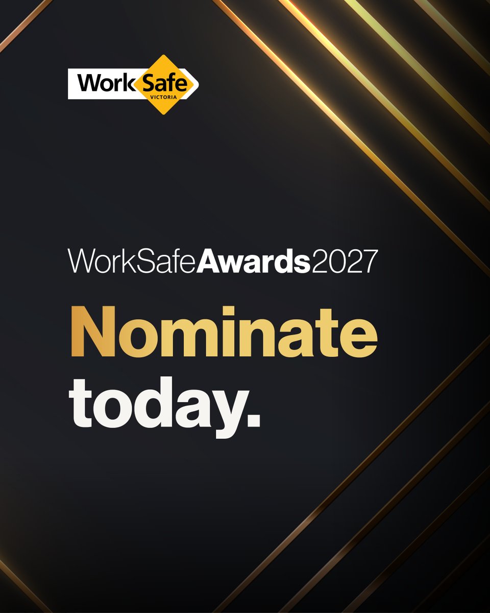 WorkSafe_Vic's tweet photo. Entries for the 2027 WorkSafe Awards are open until June 30.

Are you, or do you know, an individual or business in Victoria going above and beyond to reduce workplace harm or improve outcomes for injured workers?

Nominate today 👉 https://t.co/wMidqXQ872 https://t.co/4V0ajbsYWE