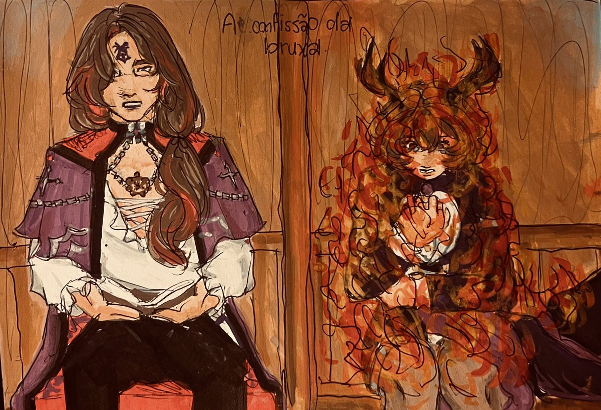 lalawivi's tweet photo. ARTE DO DIAA

-a confissão da bruxa- 
O padre Rc!Danariel e a vampira e Bruxa rc!Lumi

Foi o melhor que pude oferecer em semana de prova, espero q gostem pois amei essa cena:P

(Top melhores confissões da abadia)
#ravencove #Danteartes #art https://t.co/LXMpSL5qzp