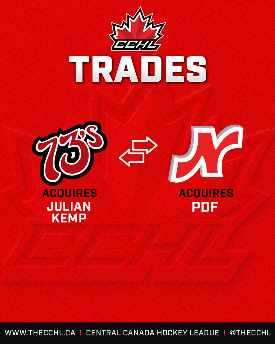 TheCCHL's tweet photo. TRADE ALERT!

@Kemptville73s 🔁@nepeanraiders
 
#CCHL https://t.co/YJPerwf7bJ