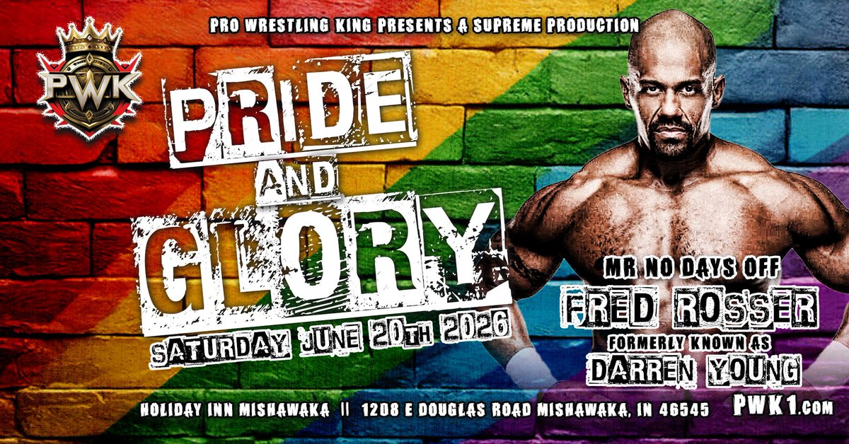 ProWKing1's tweet photo. Our special guest is none other than "MR. NO DAYS OFF" FRED ROSSER!

You can see him weekly on NJPW - You've seen him for years in WWE...

Formerly known as DARREN YOUNG - FRED ROSSER has is eyes set on taking over the KINGDOM on JUNE 20TH

https://t.co/jqGMPvBsEo https://t.co/bPAbE7TFGJ