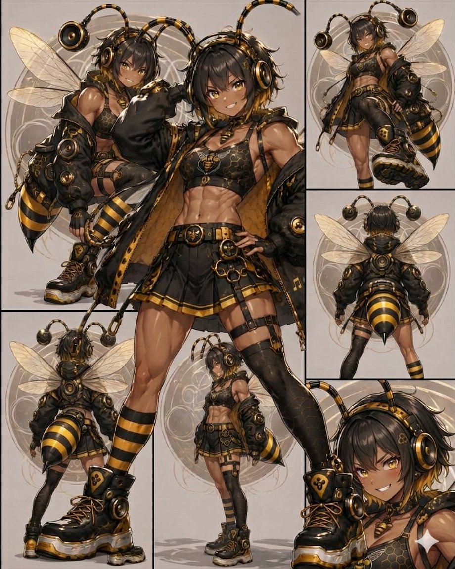 Ekakin710's tweet photo. 自作マークアート「sound B.O」の褐色擬人化版🐝
褐色×筋肉×ボーイッシュ=ストライク!
好きな人は多いと思うのですが、あなたはどうですか? #AIart #擬人化 #筋肉 https://t.co/obT5BLpopI