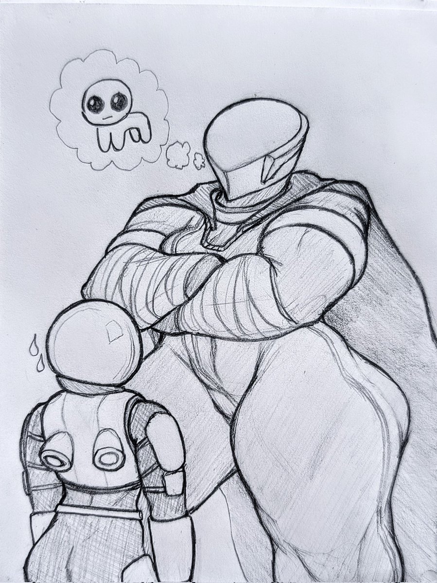 mr_oddman's tweet photo. Just some doodles of my Risk of Rain OC Overseer while I'm bored at work. Big meaty lady. https://t.co/UY4yINIZdn