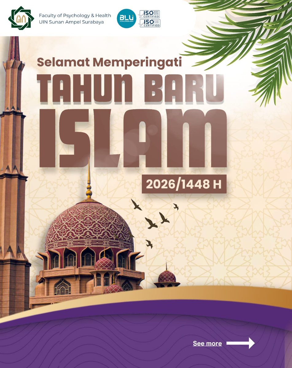 fpkuinsa's tweet photo. [SELAMAT TAHUN BARU ISLAM 1 MUHARRAM 1448 H]

Assalamu'alaikum Wr. Wb.
Halo, teman-teman FPK! 🙌

Kami segenap keluarga besar Fakultas Psikologi dan Kesehatan UIN Sunan Ampel Surabaya mengucapkan

🕌 Selamat Tahun Baru Islam 1 Muharram 1448 H 🕌

"بَارَكَ اللَّهُ فِيْكُمْ" https://t.co/N57gzDs4jI