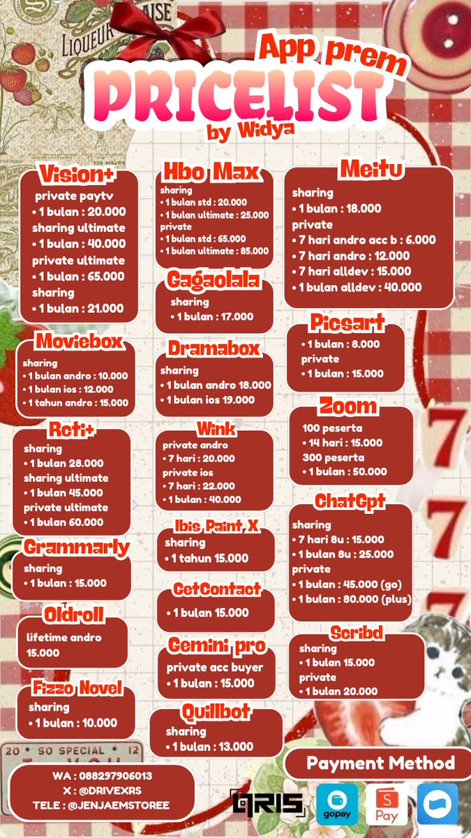 drivexrs's tweet photo. OPEN YUK SAT SET, FAST RESPON
ready netflix, iqiyi, wetv, canva, capcut, youtube, melolo, duolingo, wink, viu, loklok, spotify, appmus, gemini ai, meitu, chatgpt dll. 

[📞..] https://t.co/tQrzntaTAm fsr
 #zonauang 3 https://t.co/c1LCQ84a8S